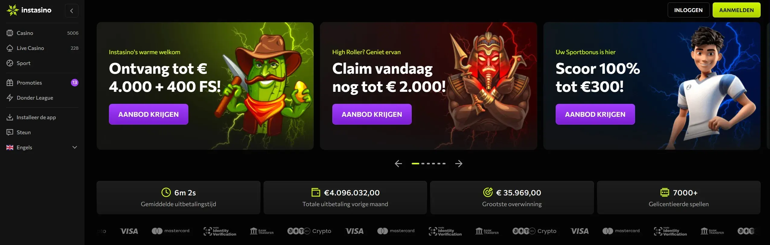 Instasino Casino banner